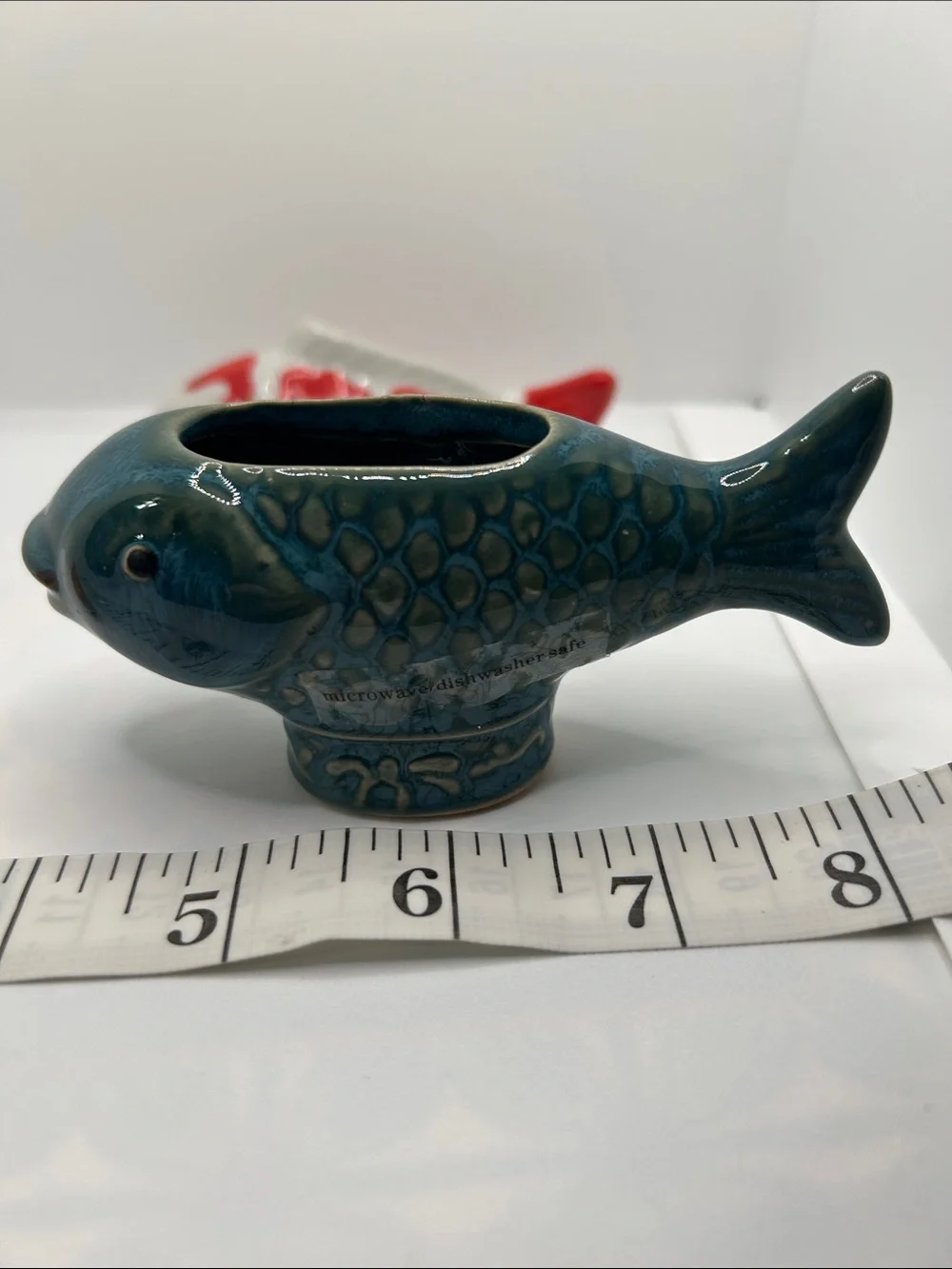 Ceramic Koi Fish Figurine Set - Blue, White & Red, Orange